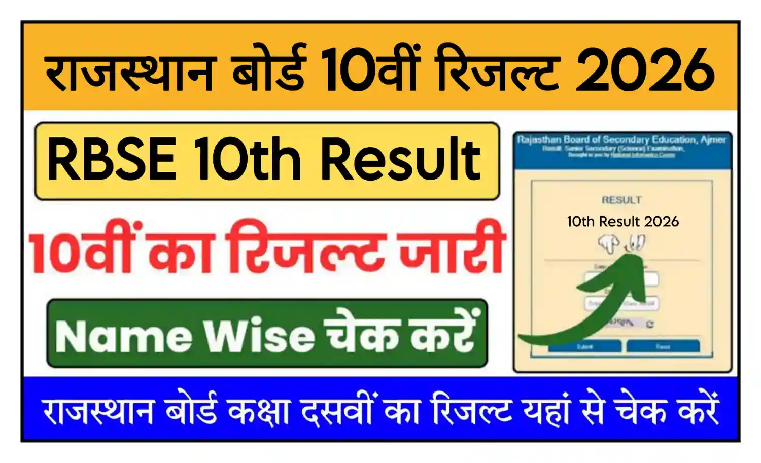 Rajasthan Board 10th Result 2026 Out